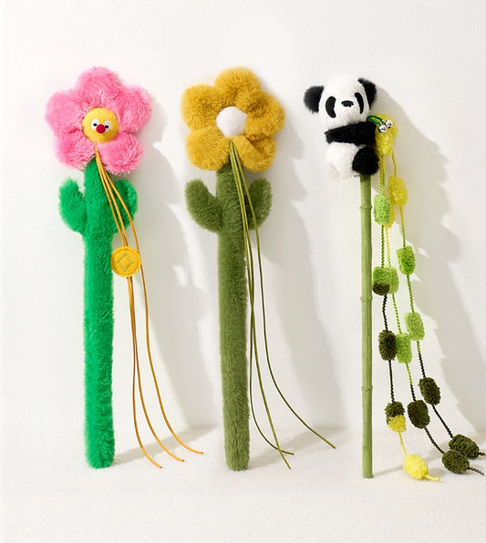 Flower Panda Cat Stick Teaser
